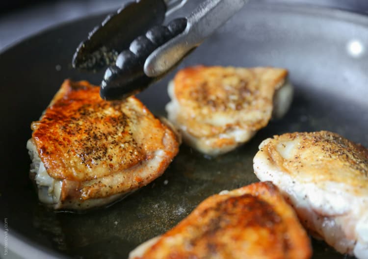 Crispy chicken and saffron rice skillet