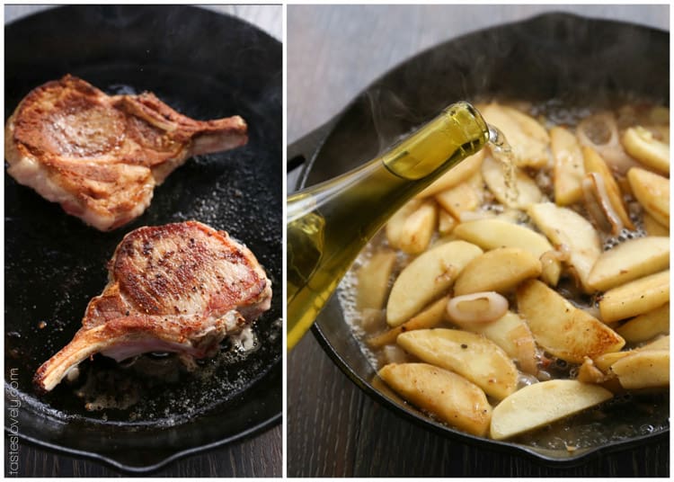 Pork Chops with Vanilla Apples and Shallots