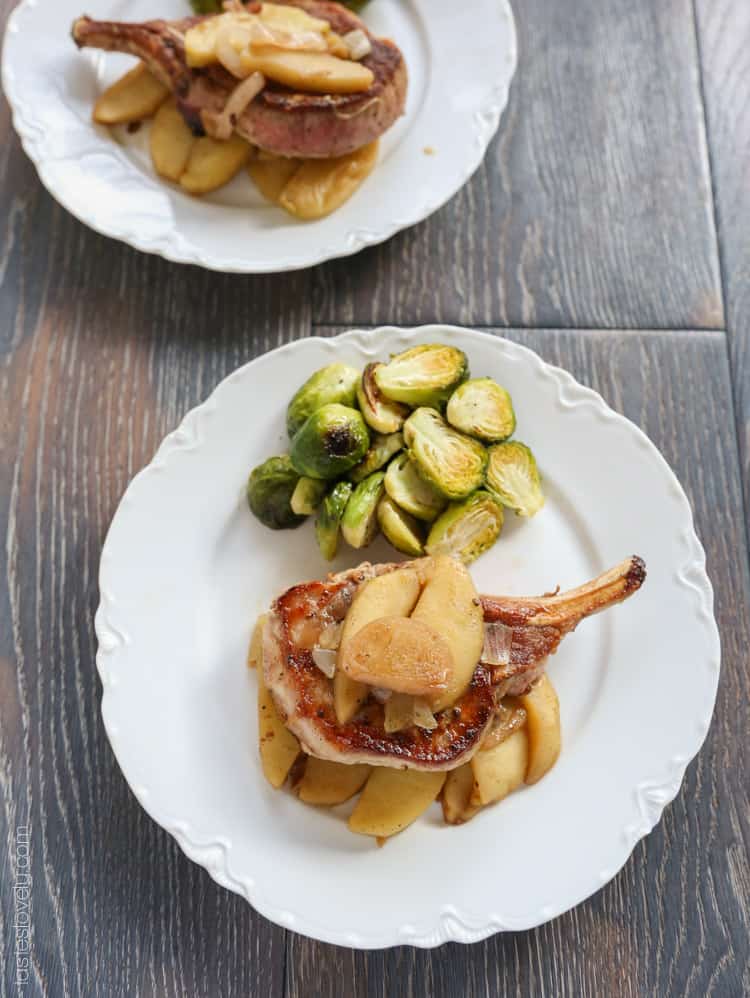 Pork Chops with Vanilla Apples and Shallots