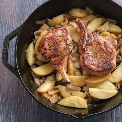 Pork Chops with Vanilla Apples and Shallots | tasteslovely.com