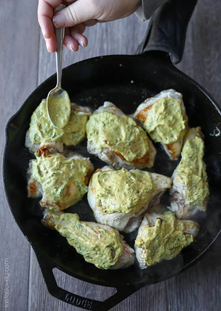 Rosemary Mustard Skillet Chicken, 30 minutes and only 370 calories!