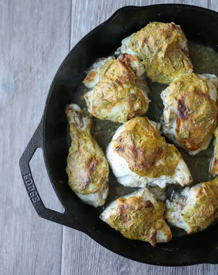 Rosemary Mustard Skillet Chicken, 30 minutes and only 370 calories!