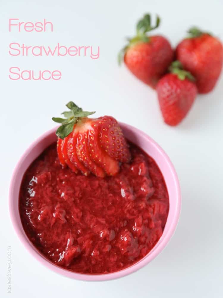 Fresh strawberry sauce, great for cheesecake, pancakes or waffles