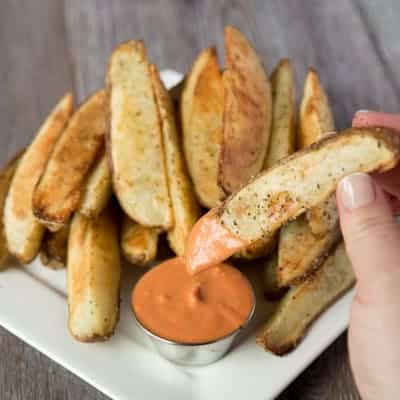 Crispy oven baked potato wedges | tasteslovely.com