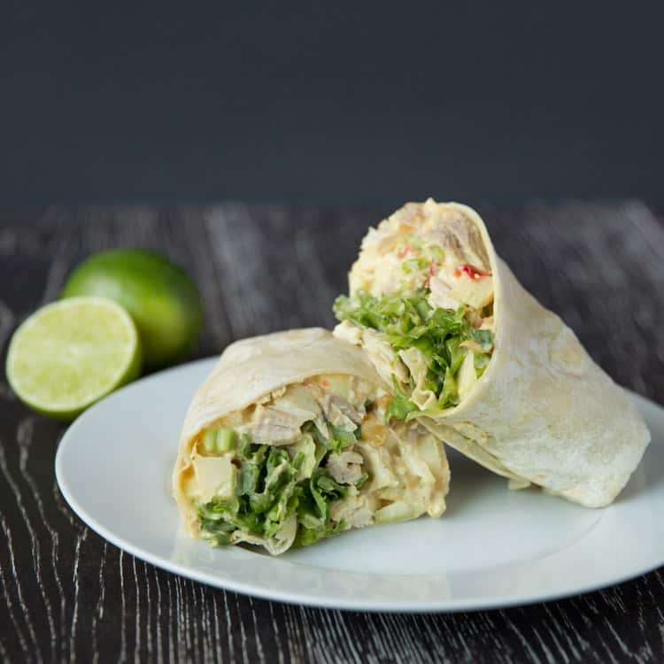 Curried chicken salad and apple wraps