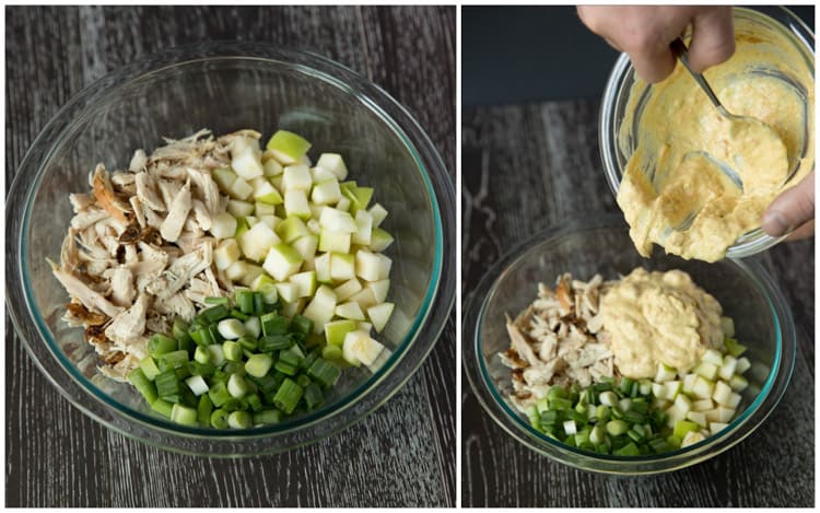 Curried chicken salad and apple wraps