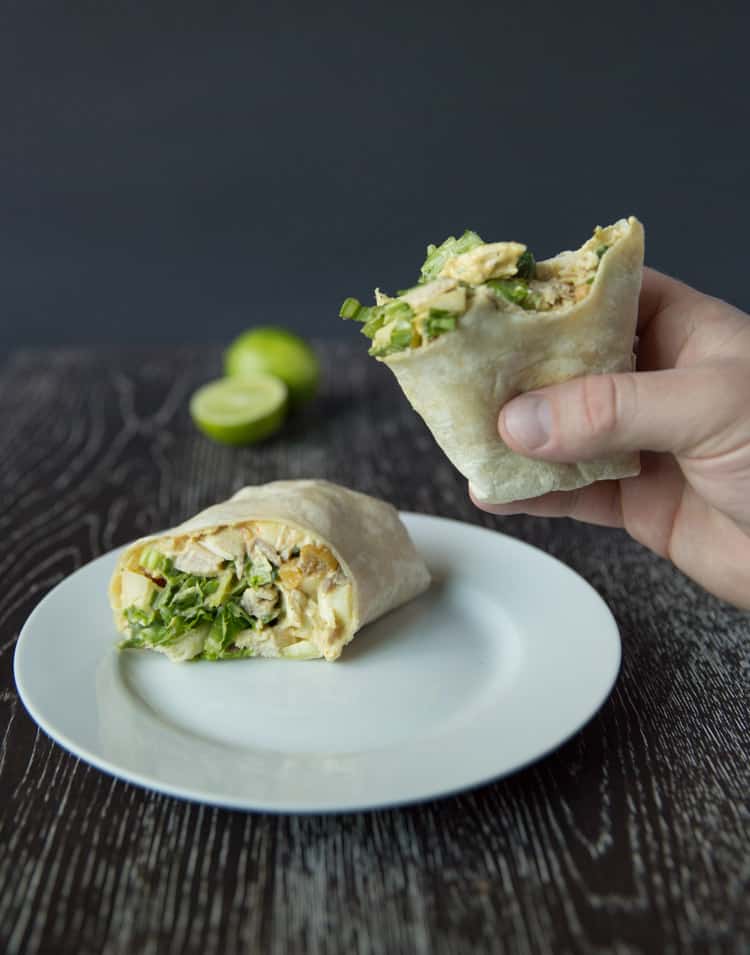 Curried chicken salad and apple wraps