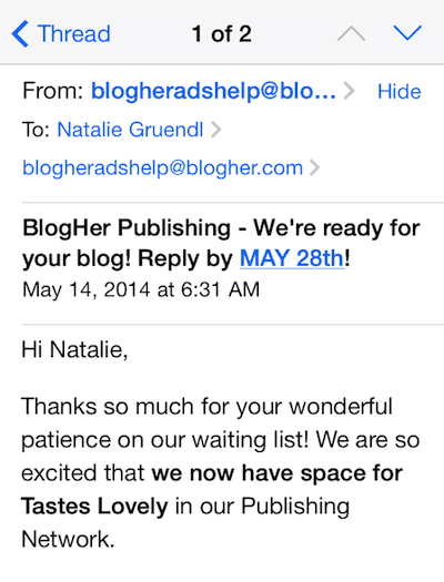 Accepted to BlogHer