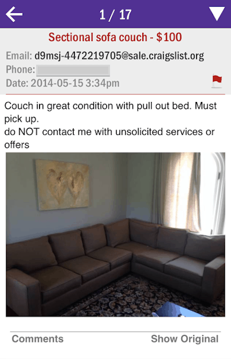 Couch Craigslist Ad
