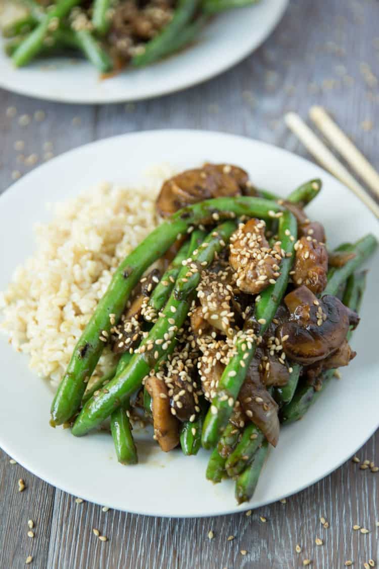 Green Bean Stir Fry with Chicken & Sesame Seeds - Tastes Lovely