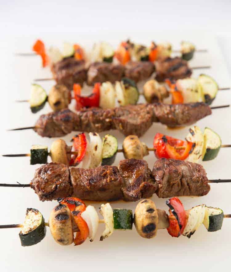 Grilled steak and vegetable kabobs (paleo, gluten free, low carb, low calorie)