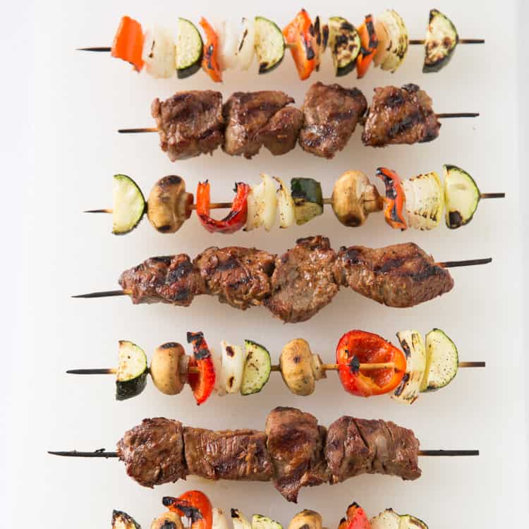 Grilled steak and vegetable kabobs (paleo, gluten free, low carb, low calorie)