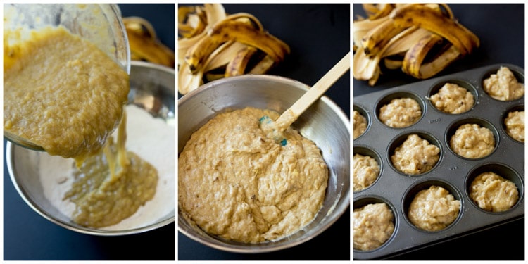 Perfect banana nut muffins. Made with 5 bananas, full of banana flavor!