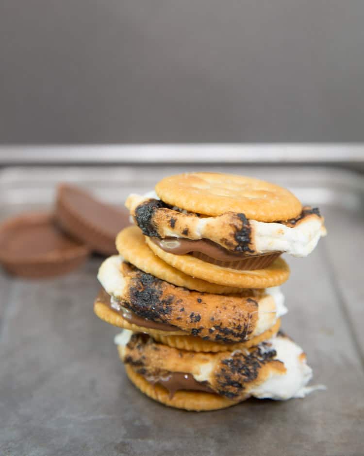 Reese's s'mores on ritz crackers, SO much better than regular s'mores!