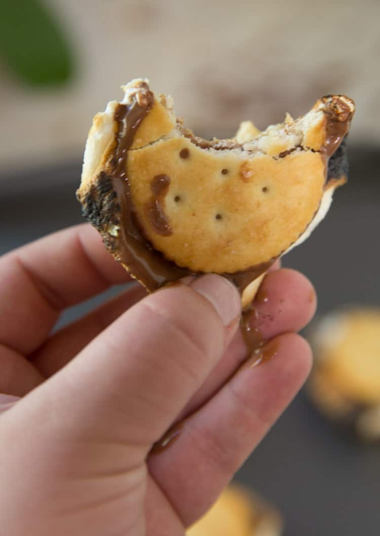 Reese's s'mores on ritz crackers, SO much better than regular s'mores!