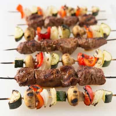 grilled steak and vegetable kabobs | tasteslovely.com