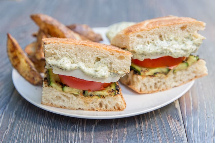 Grilled zucchini caprese sandwiches with pesto mayo. Perfect summer sandwich!