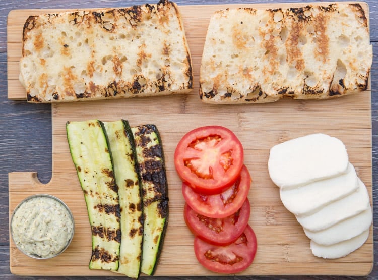 Grilled zucchini caprese sandwiches with pesto mayo. Perfect summer sandwich!