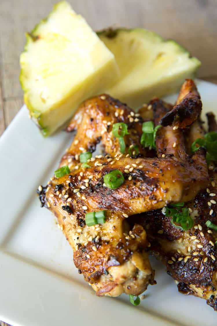 This recipe is always a huge hit! Mustard grilled pineapple chicken wings, amazing asian flavor.