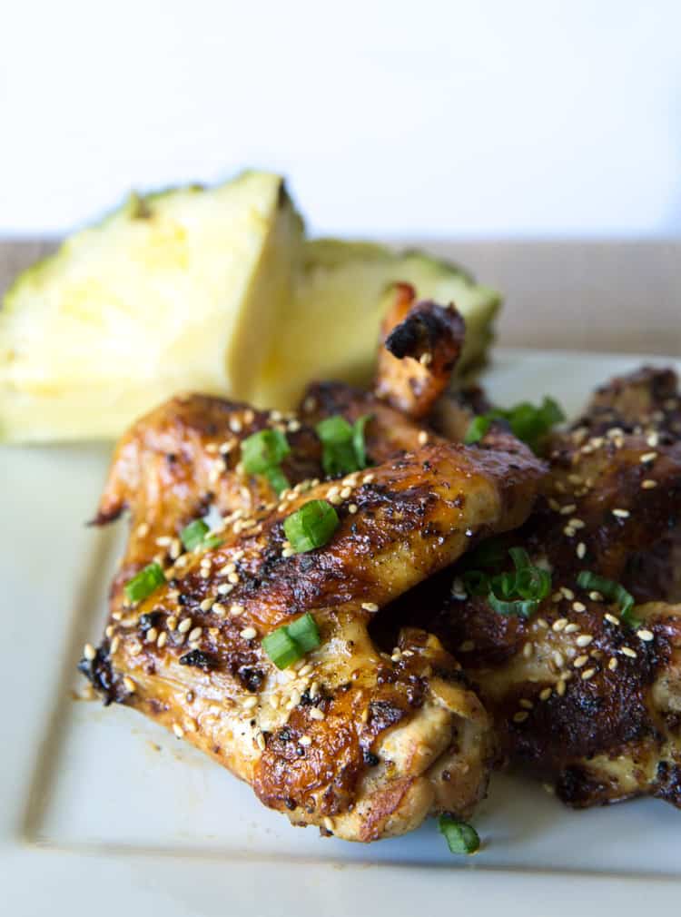 This recipe is always a huge hit! Mustard grilled pineapple chicken wings, amazing asian flavor.