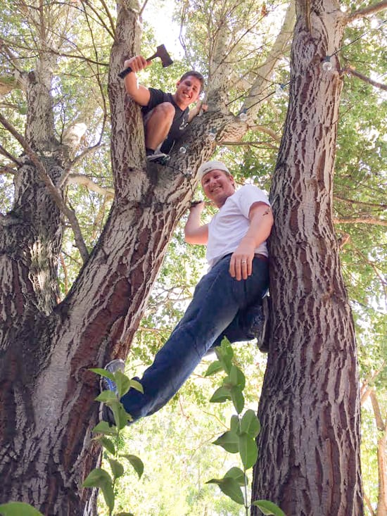 Boys Hanging Lights