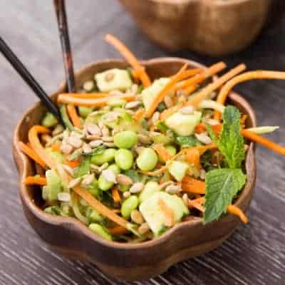 Cucumber & Carrot Noodle Thai Salad | tasteslovely.com