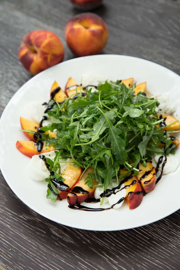 Peach and Burrata Arugula Salad, this salad is PERFECT for summer!