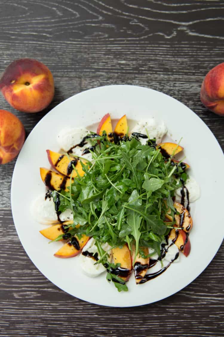 Peach and Burrata Arugula Salad, this is the PERFECT summer salad!