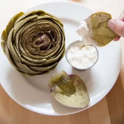 Steamed Artichokes with Lemon Garlic Aioli | tasteslovely.com