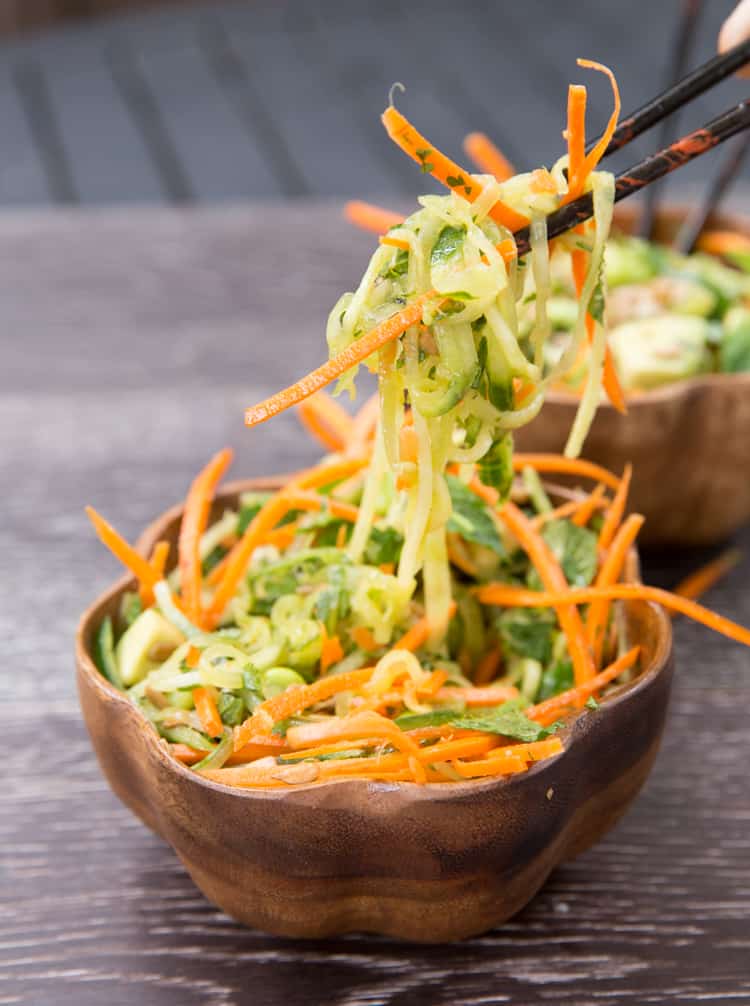This cucumber & carrot noodle Thai salad will knock your socks off! (vegan + gluten free)