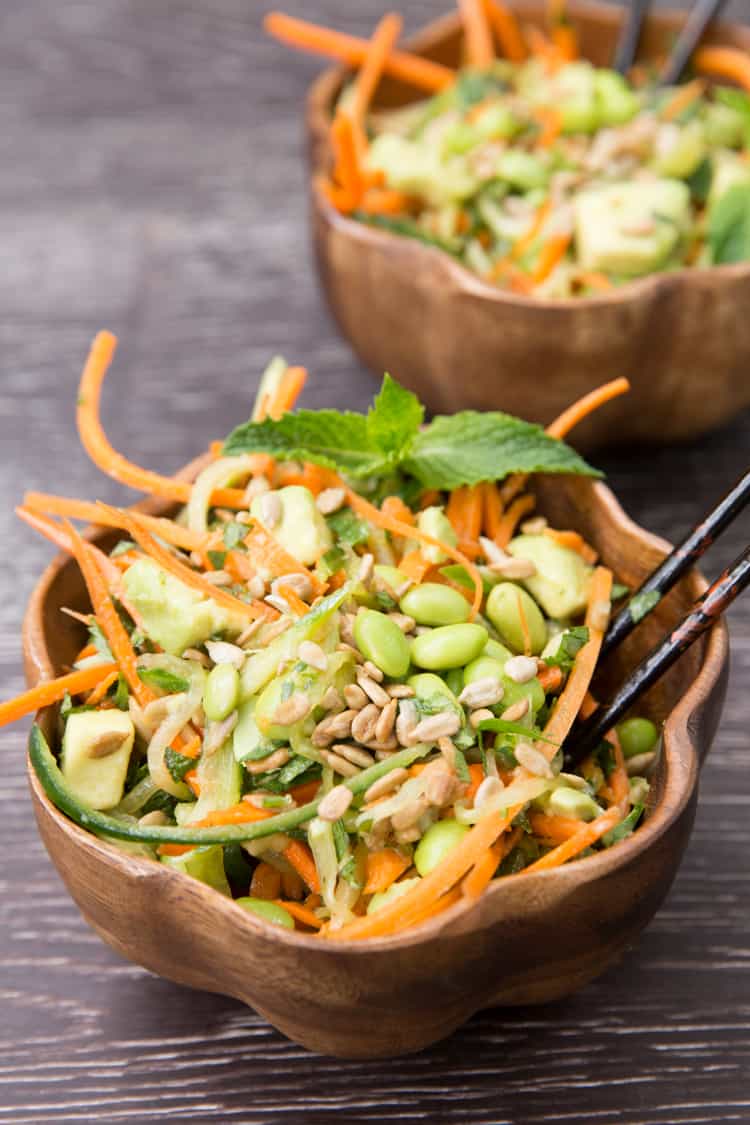 This cucumber & carrot noodle Thai salad will knock your socks off! (vegan + gluten free)