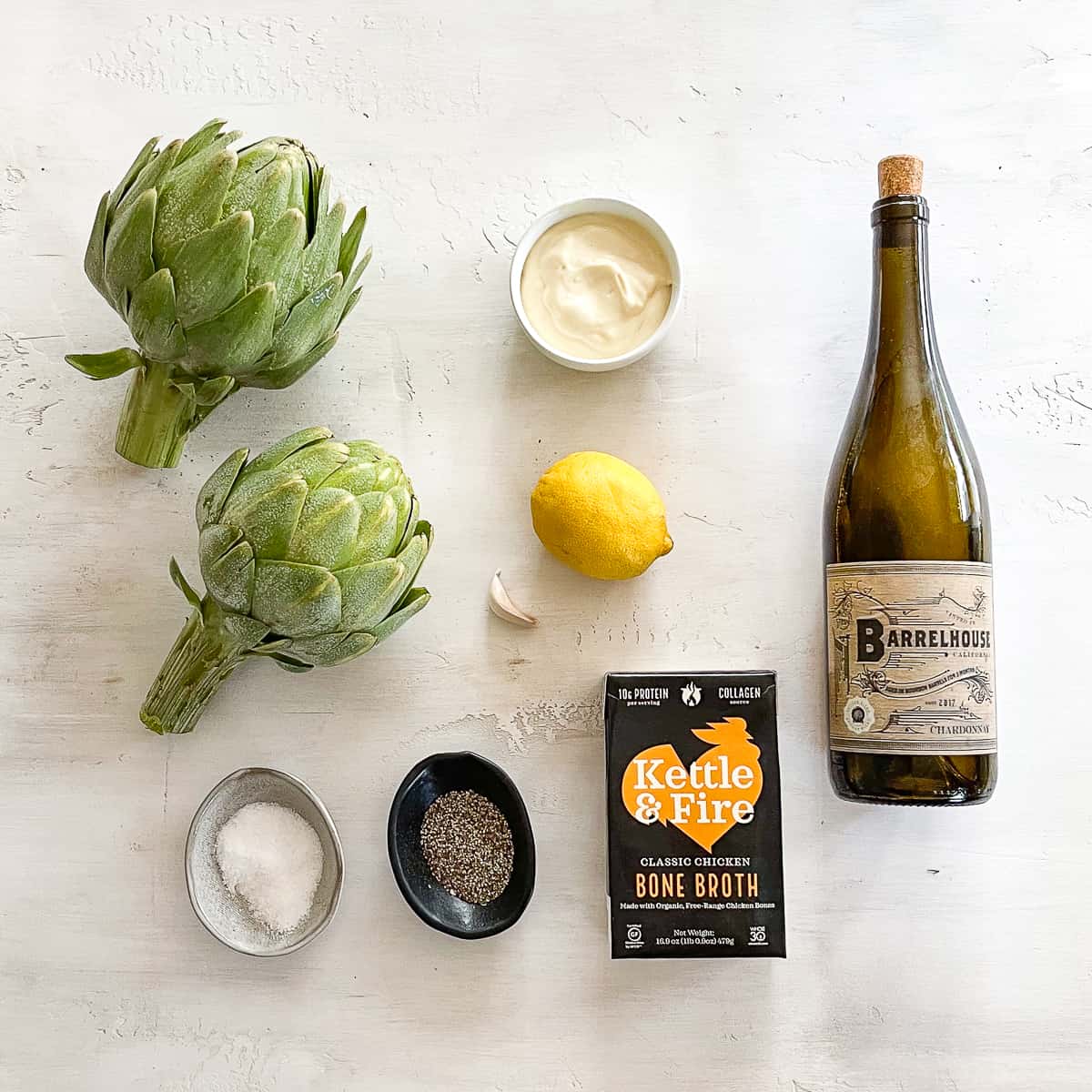 ingredients to make instant pot artichokes with dipping sauce