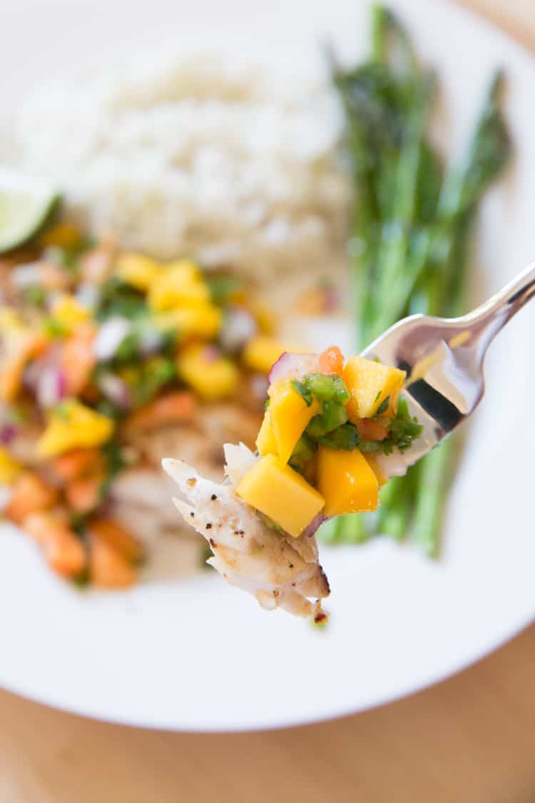 Pan Seared Mahi Mahi with Mango Papaya Salsa