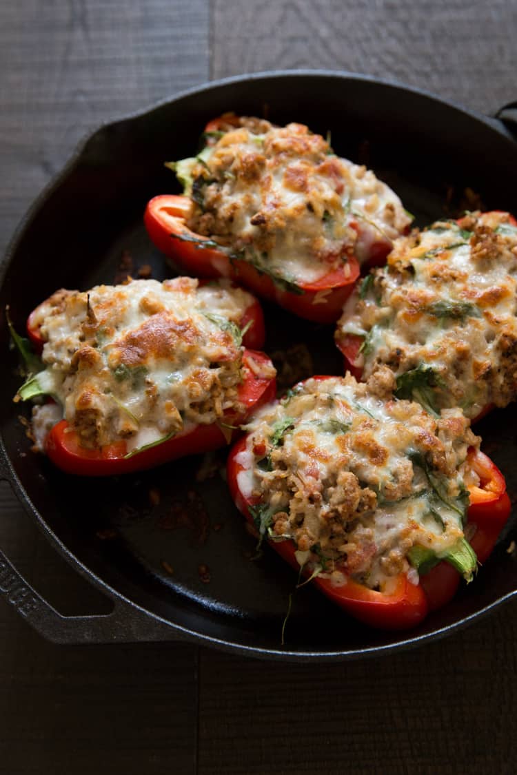 Turkey & Arugula Stuffed Bell Peppers