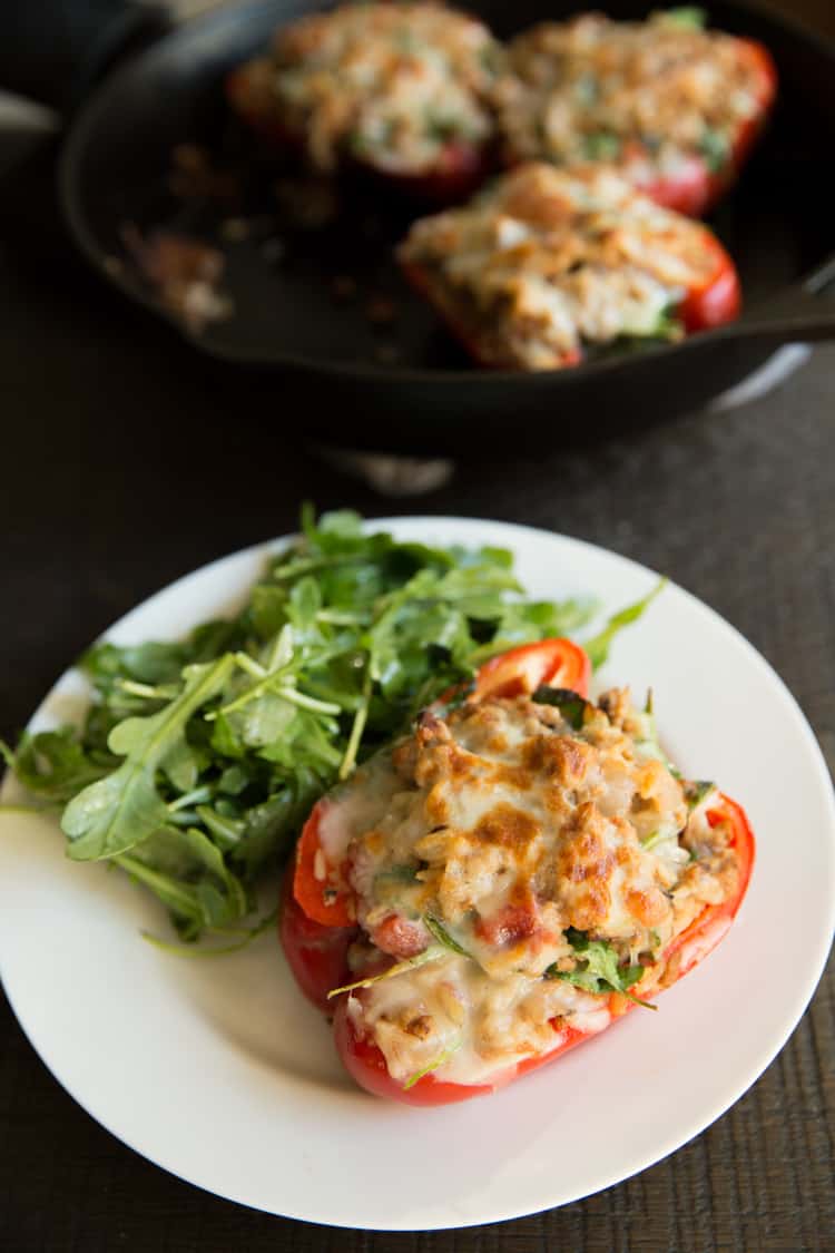 Turkey & Arugula Stuffed Bell Peppers