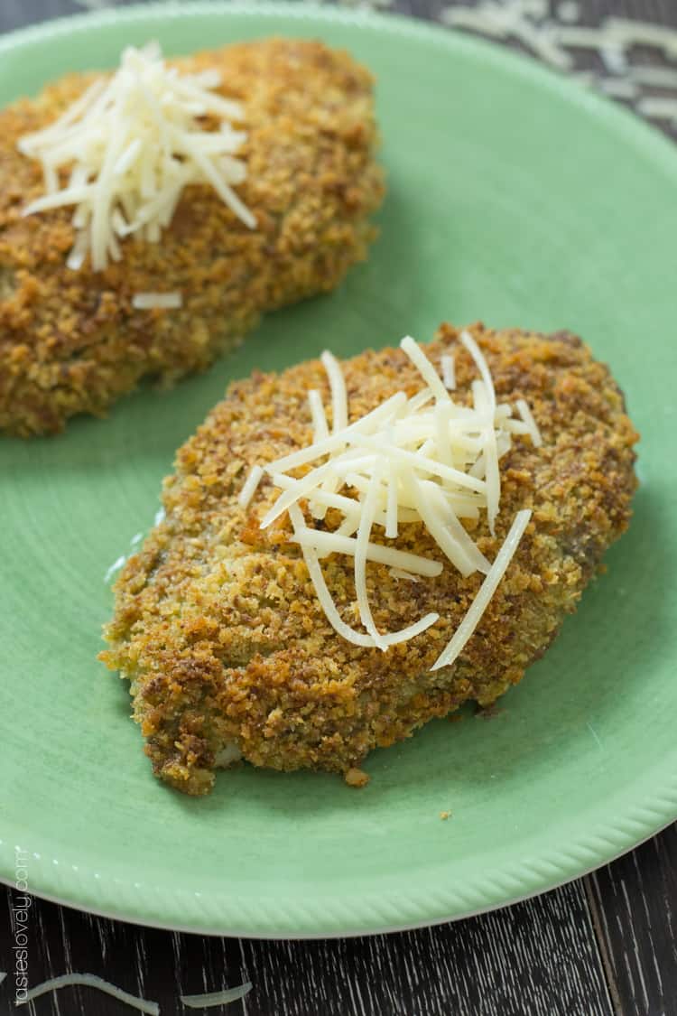 Crispy Baked Pesto Chicken Parmesan