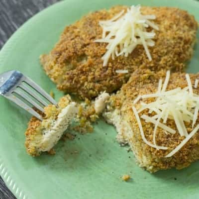 Crispy Baked Pesto Chicken Parmesan | tasteslovely.com