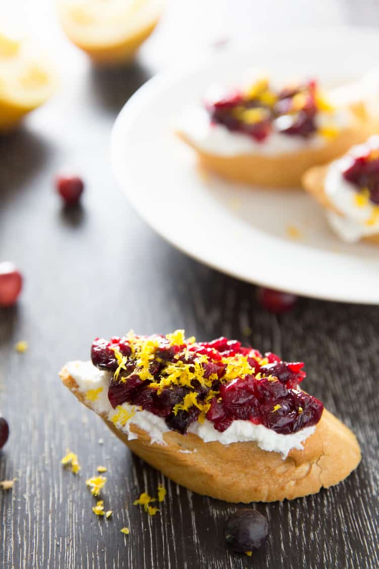 Roasted Cranberry and Orange Crostini