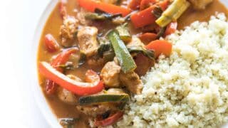 thai curry with authentic thai red curry sauce