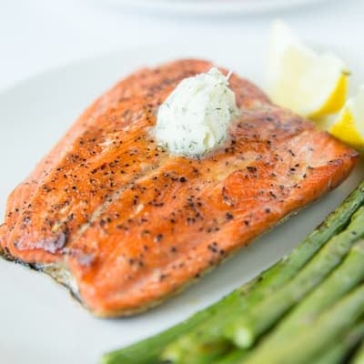 Pan Seared Salmon with Dill Butter | tasteslovely.com