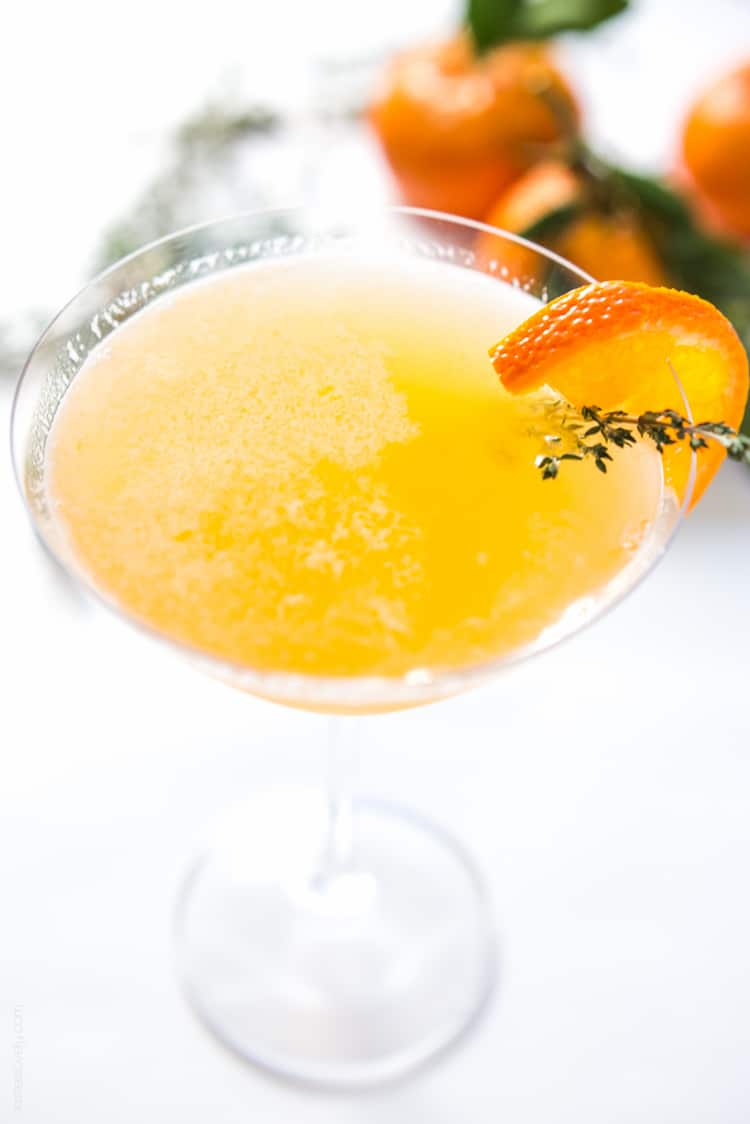 Tangerine & Thyme Martini - refreshing vodka martini, fresh tangerine juice, sweetened with a honey thyme simple syrup