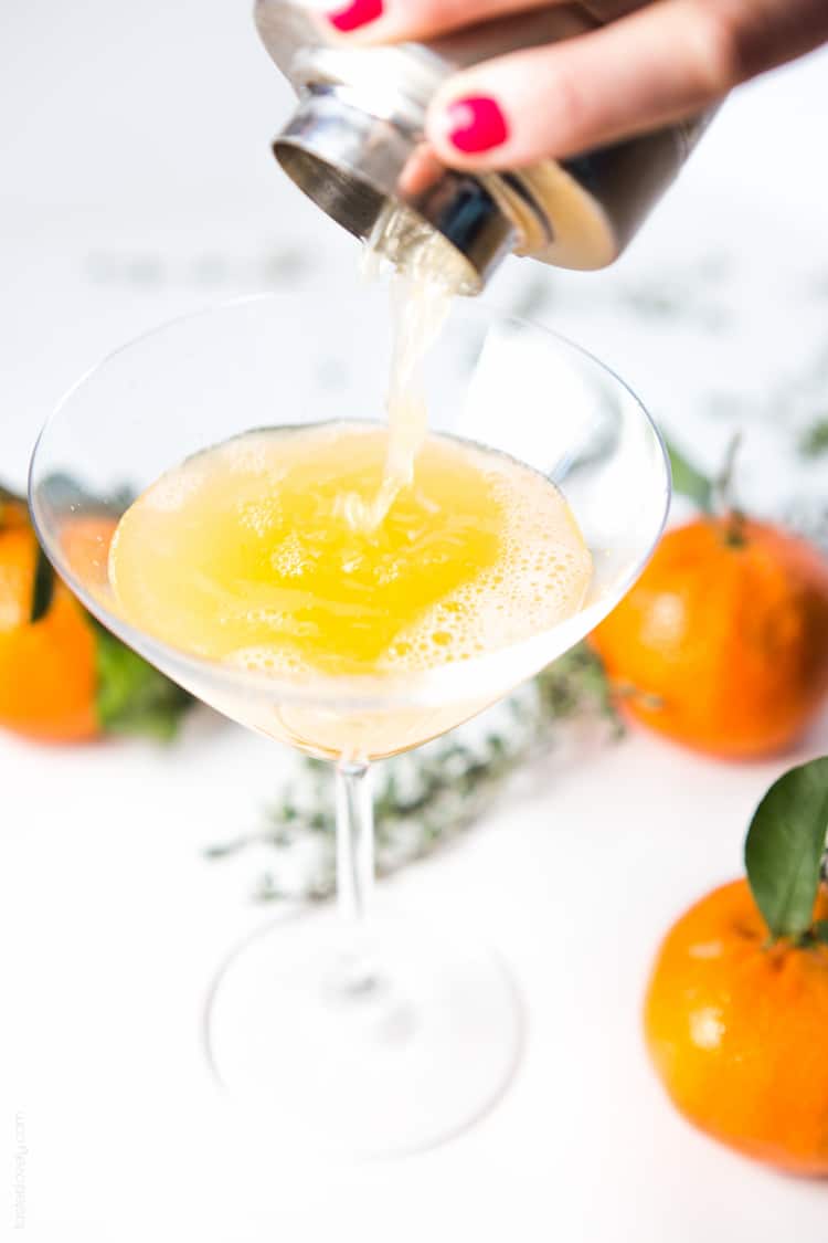 Tangerine & Thyme Martini - refreshing vodka martini, fresh tangerine juice, sweetened with a honey thyme simple syrup