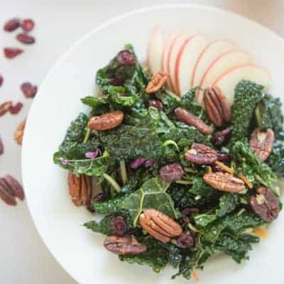 Winter Kale Salad with Apples and Pecans | tasteslovely.com