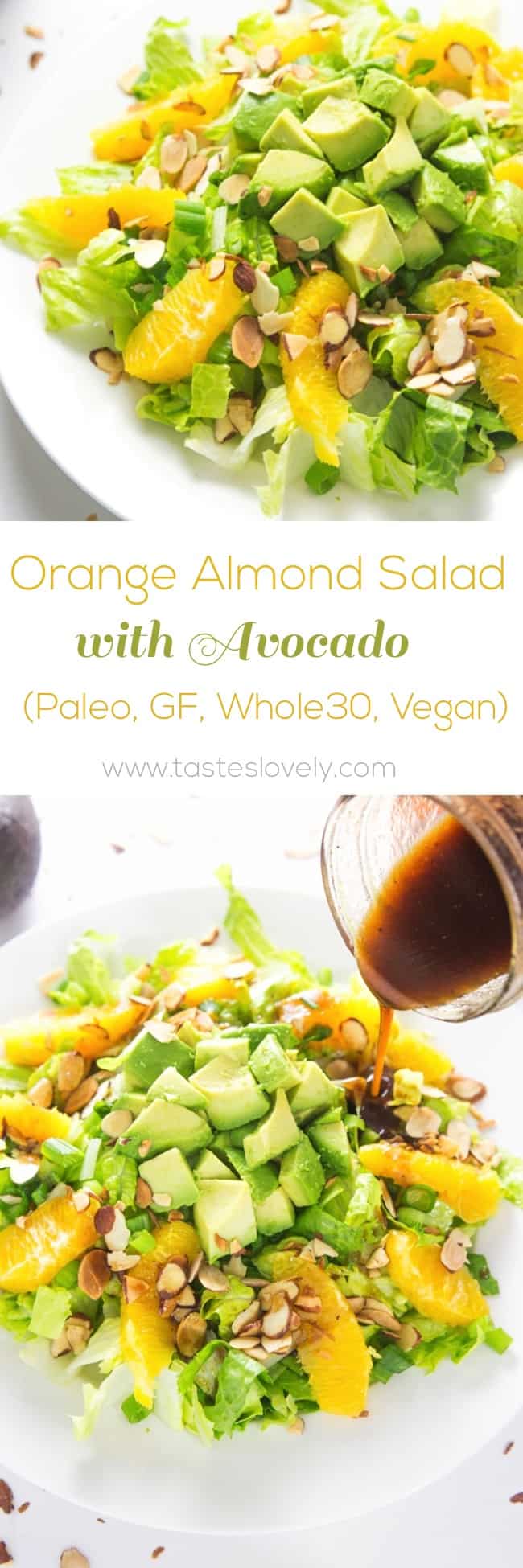 Orange Almond Salad with Avocado - my favorite lunch salad! #paleo #glutenfree #whole30 #vegan