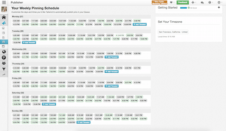 My Weekly Pinning Schedule on Tailwind