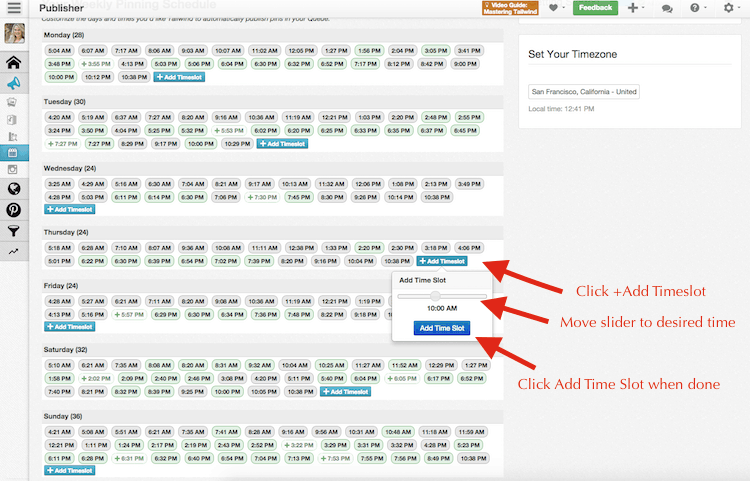 Add a Timeslot to Tailwind Pinning Schedule