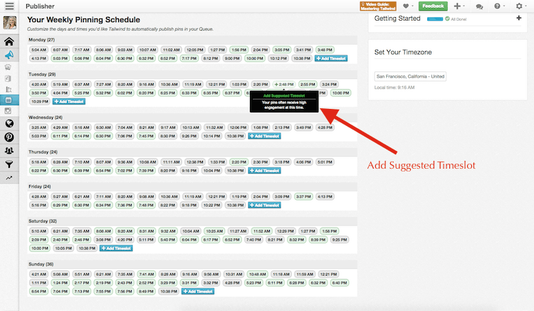 Add a Tailwind Suggested Timeslot