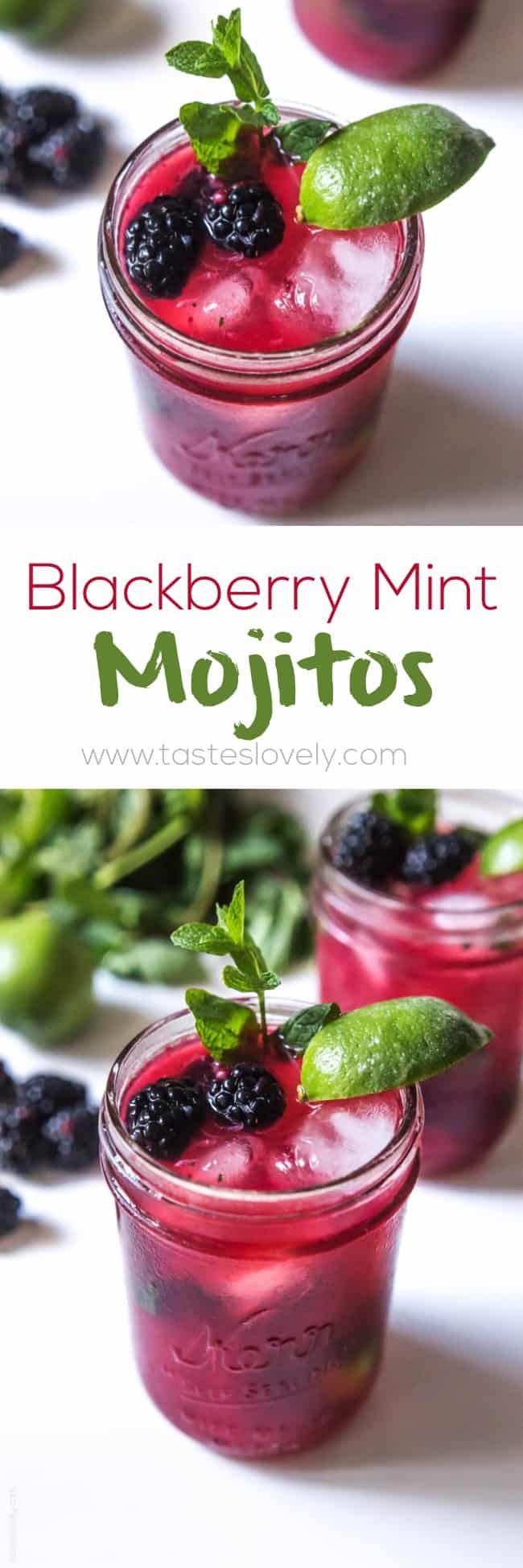 Blackberry Mint Mojitos with fresh blackberry juice