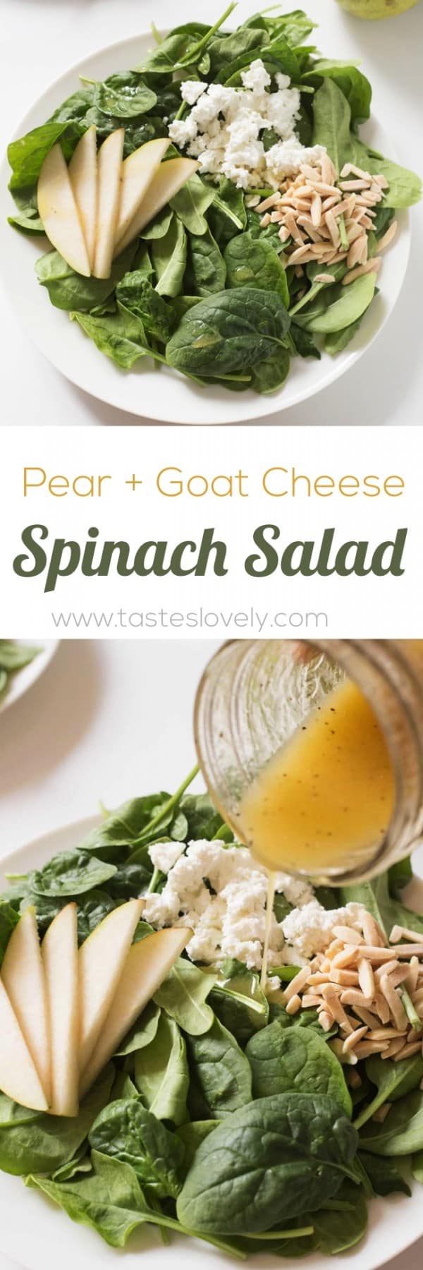 Pear and Goat Cheese Spinach Salad #glutenfree #vegetarian