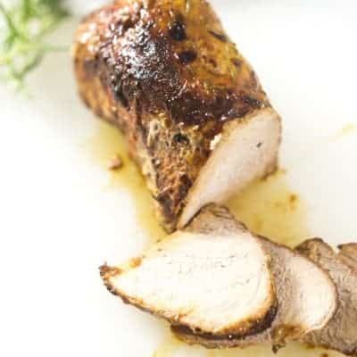 Rosemary Honey Mustard Pork Tenderloin #paleo #glutenfree | tasteslovely.com